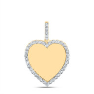 10K Yellow Gold Fanuk Set Real Diamond Women's Heart Memory Frame Pendant 1/5 CT