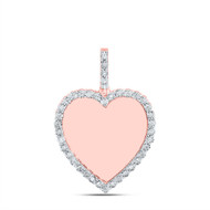 10K Rose Gold Fanuk Set Real Diamond Women's Heart Memory Frame Pendant 1/5 CT