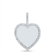 10K White Gold Fanuk Set Real Diamond Women's Heart Memory Frame Pendant 1/5 CT