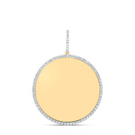 10K Yellow Gold Real Diamond Men's Round Memory Frame Pendant Medallion 2.50 CT