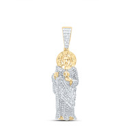10K Yellow Gold Baguette Diamond Men's St. Jude Pendant Iced Out Charm 1.50 CT