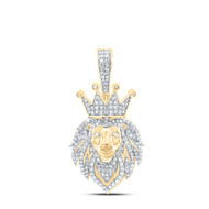 10K Yellow Gold Genuine Diamond Men's Iced Out Lion Pendant Leo Charm 3/4 CT
