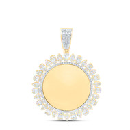 10K Yellow Gold Diamond Men's Teardrop & Rectangle Memory Frame Pendant 1.33 CT