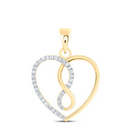 10K Yellow Gold Round Cut Diamond Women's Braided Infinity Heart Pendant 1/8 CT.