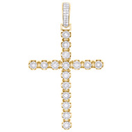 10K Yellow Gold Round Diamond Latin Cross Pendant Basket Design Charm 2.60 CT