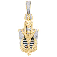 10K Yellow Gold Round Diamond Baphomet & Skull Pendant 2.25" Fancy Charm 3/4 CT.