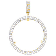 10K Yellow Gold Diamond Men's Greek Key Coin Mounting Medallion Pendant 3/4 CT