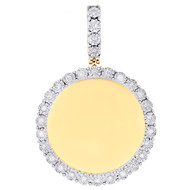10K Yellow Gold Round Diamond Memory Frame Picture Pendant 1.75" Charm 3/7 CT.