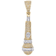 10K Yellow Gold Baguette Diamond Microphone Mic Pendant 2.1" Pave Charm 1.65 CT.
