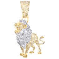10K Yellow Gold Real Diamond Men's Roaring Lion Pendant Leo Hip Hop Charm 1 CT