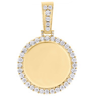 10K Yellow Gold Round Diamond Memory Frame Picture Pendant 1.50" Charm 1/2 CT