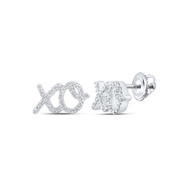 10K White Gold Genuine Diamond Women's Hugs & Kisses 'XO' Stud Earrings 1/6 CT