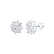 10K White Gold Genuine Round Diamond Unisex Star Octagon Stud Earrings 7/8 CT