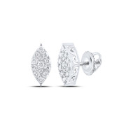10K White Gold Genuine Diamond Women's Filigree & Marquise Stud Earrings 3/4 CT