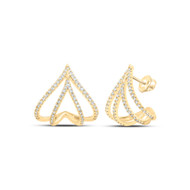 10K Yellow Gold Genuine Diamond Women's Open Spade Lobe Huggie Earrings 1/2 CT