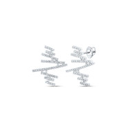 10K White Gold Genuine Diamond Unisex Journey Abstract Bar Stud Earrings 1/3 CT