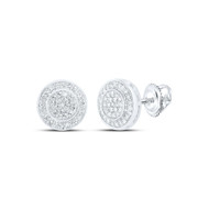 10K White Gold Genuine Diamond Unisex 12.5mm Round Halo Stud Earrings 1/3 CT