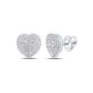 10K White Gold Genuine Diamond Women's Cluster Halo Heart Stud Earrings 1.50 CT