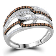 10K White Gold Brown Diamond Women's Interlinked Multi Loop Band Ring 1/2 CT
