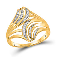 10K Yellow Gold Genuine Round Diamond Women's Bypass Swirling Band Ring 1/20 CT