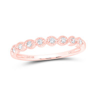 10K Rose Gold Real Diamond Women's Milgrain Braided Stackable Band Ring 1/10 CT