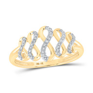 10K Yellow Gold Genuine Diamond Women's Love Journey Infinity Band Ring 1/10 CT