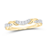 10K Yellow Gold Diamond Women's Interlocked Braid Stacklable Band Ring 1/5 CT