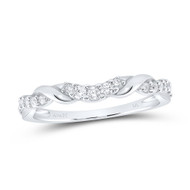 10K White Gold Diamond Women's Interlocked Braid Stacklable Band Ring 1/5 CT