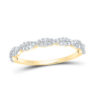 10K Yellow Gold Real Diamond Women's Braided Twisted Stackable Band Ring 1/6 CT