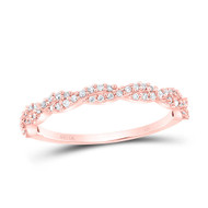 10K Rose Gold Real Diamond Women's Braided Twisted Stackable Band Ring 1/6 CT