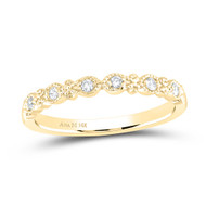 14K Yellow Gold Genuine Diamond Womens Milgrain Oval Stackable Band Ring 1/10 CT