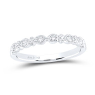 14K White Gold Genuine Diamond Women's Milgrain Oval Stackable Band Ring 1/10 CT