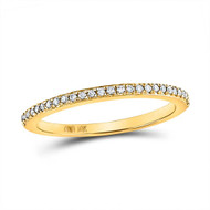 14K Yellow Gold Real Diamond Pave Stackable Wedding Band Anniversary Ring 1/8 CT