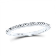 14K White Gold Real Diamond Pave Stackable Wedding Band Anniversary Ring 1/8 CT