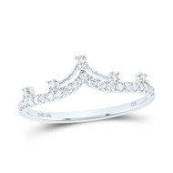 10K White Gold Round Cut Diamond Women's Contour Crown | Tiara Band Ring 1/5 CT