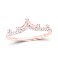 10K Rose Gold Round Cut Diamond Women's Contour Crown | Tiara Band Ring 1/5 CT