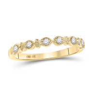 10K Yellow Gold Genuine Diamond Womens Milgrain Oval Stackable Band Ring 1/10 CT