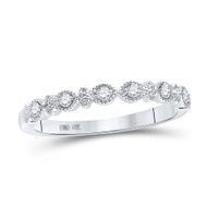 10K White Gold Genuine Diamond Women's Milgrain Oval Stackable Band Ring 1/10 CT