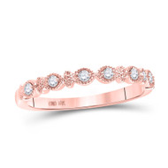 10K Rose Gold Genuine Diamond Women's Milgrain Oval Stackable Band Ring 1/10 CT