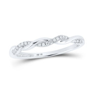 14K White Gold Real Diamond Women's Braided Twisted Stackable Band Ring 1/12 CT