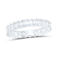 14K White Gold Emerald Diamond Eternity Wedding Band Anniversary Ring 2.75 CT