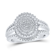 10K White Gold Genuine Diamond Women's Cluster Grooved Oval Cocktail Ring 1/8 CT
