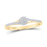 10K Yellow Gold Round Cut Diamond Women's Cluster Split Shank Flower Ring 1/8 CT