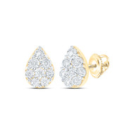 10K Yellow Gold Genuine Fanuk Set Diamond Women's Teardrop Stud Earrings 1/5 CT