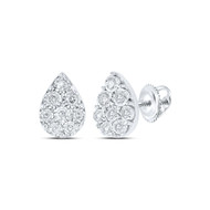 10K White Gold Genuine Fanuk Set Diamond Women's Teardrop Stud Earrings 1/5 CT