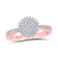 10K Rose Gold Real Diamond Women's Cluster Sunburst Circle Cocktail Ring 1/4 CT