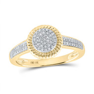 10K Yellow Gold Diamond Women's Cluster Braided Round Halo Cocktail Ring 1/5 CT