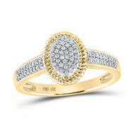 10K Yellow Gold Diamond Women's Cluster Braided Oval Halo Cocktail Ring 1/5 CT