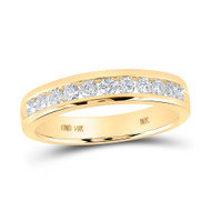 14K Yellow Gold Channel Diamond Single Row Wedding Band Anniversary Ring 1/2 CT
