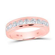 14K Rose Gold Channel Diamond Single Row Wedding Band Anniversary Ring 7/8 CT